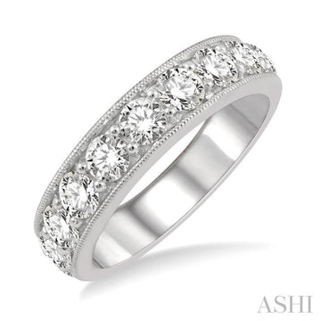 2 Ctw Round Cut Diamond Wedding Band in 14K White Gold